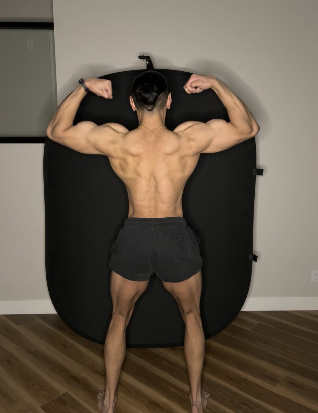 Karn Gill back double biceps pose